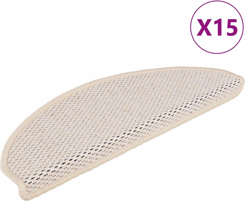 vidaXL Trapmatten zelfklevend 15 st sisal-look 65x25 cm crèmekleurig