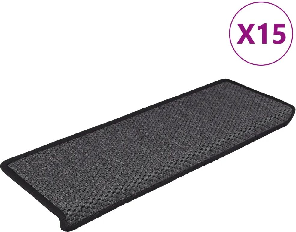 vidaXL Trapmatten zelfklevend 15 st sisal-look 65x25 cm antracietkleur