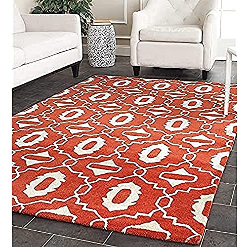 Safavieh "Mercer" Hand Tufted Area tapijt  Mercer Area tapijt, handgeweven wollen tapijt in oranje/ivoor, 152 x 243 cm 152 X 243 cm Oranje/Ivoor