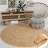 MY-RUG Rond jute tapijt Nitin 100 cm bruin, handgeweven, robuust en handgemaakt, jute tapijt in boho-stijl