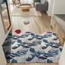 Feblilac Sea Wave Ingang Deurmat, Japanse Stijl Anti Slip Deurmat, PVC Coil Deurmatten voor Thuis, Wasbare Entryway Deurmat