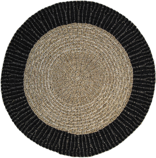 HSM Vloerkleed Mailbu - ø150 cm - raffia / zeegras - naturel / zwart