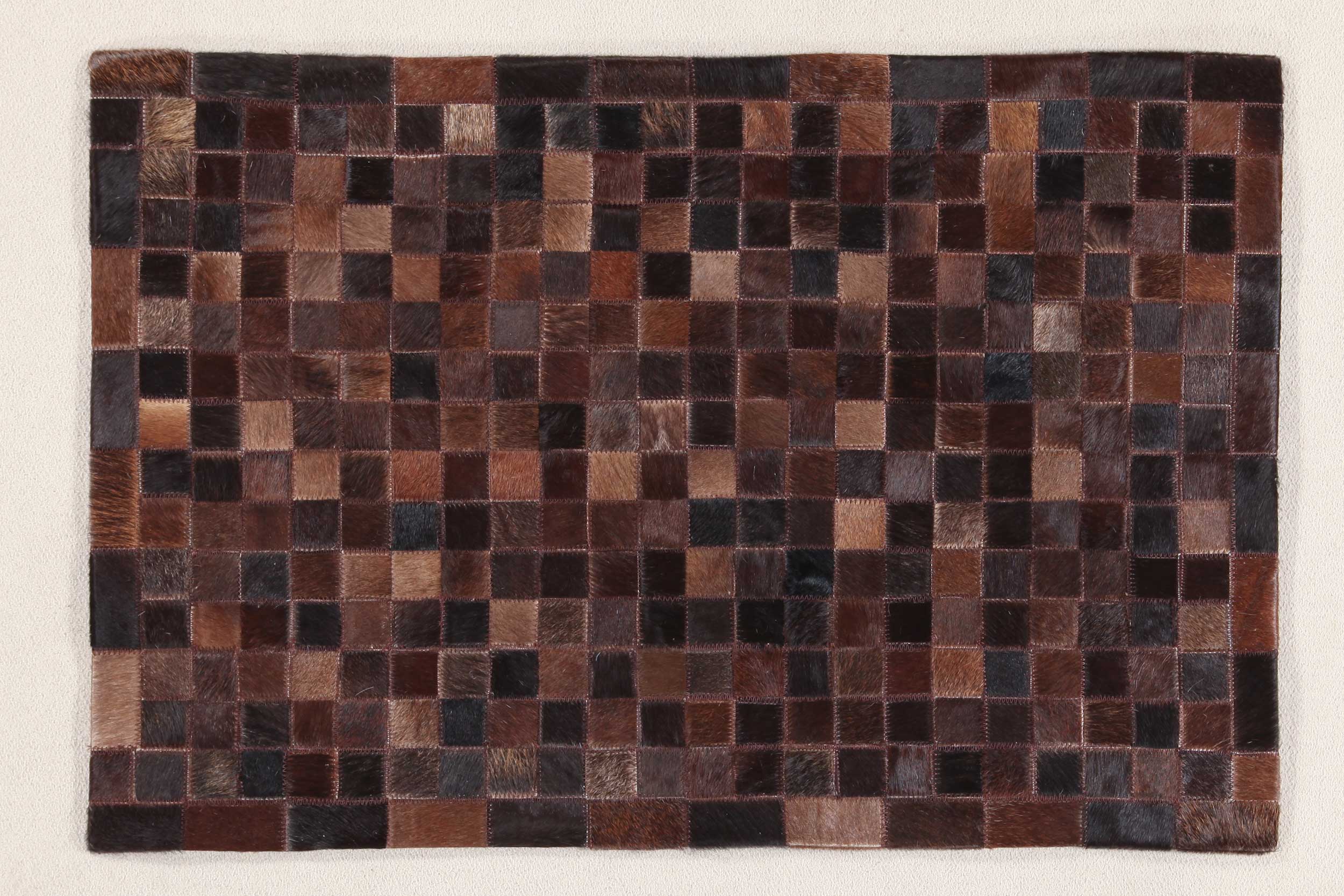 ABC Vloerkleed In Leather Patchwork 300x200 - choco