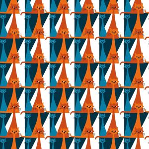Arvidssons Textil Kitty stoff Blå-oransje