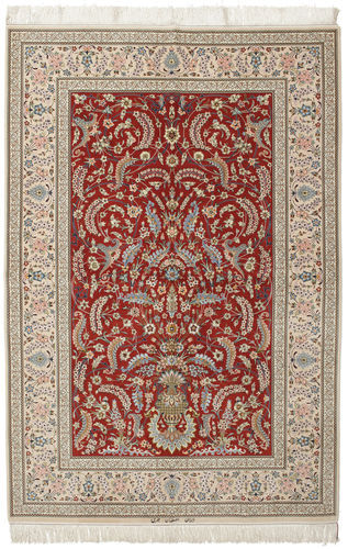 RugVista Orientalsk Teppe 151X226 Håndknyttet Persisk Ull/Silke Lys Grå/Mørk Rød