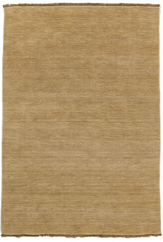 RugVista 140X200 Moderne Teppe Handloom Fringes Ensfarget Ull Mørk Beige/Beige