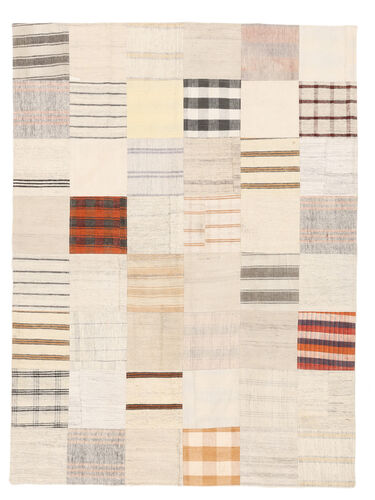 Håndknyttet. Opphav: Turkey Kelim Patchwork Teppe 170X231 Ekte Moderne Håndvevd Beige/Hvit/Creme (Ull, Tyrkia)