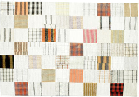 RugVista Håndvevd Teppe Kelim Patchwork 202X298 Lys Grå/Mørk Beige (Ull, Tyrkia)