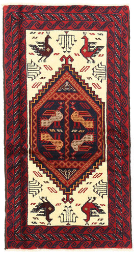 Håndknyttet. Opphav: Persia / Iran Orientalsk Beluch Teppe 90X175 Mørk Brun/Mørk Rød (Ull, Persia/Iran)