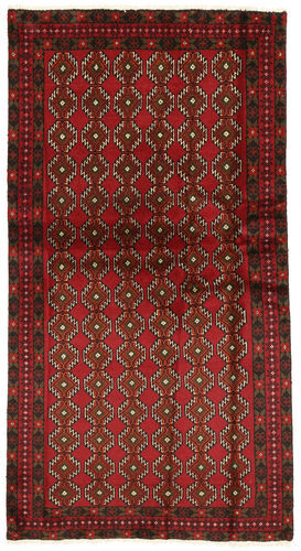 Håndknyttet. Opphav: Persia / Iran Persisk Beluch Teppe 103X190 Mørk Rød/Mørk Brun (Ull, Persia/Iran)