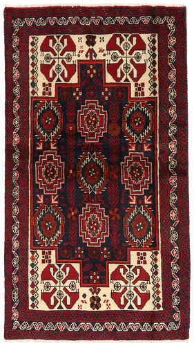 Håndknyttet. Opphav: Persia / Iran Persisk Beluch Teppe 100X180 Mørk Rød/Mørk Brun (Ull, Persia/Iran)