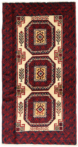 Håndknyttet. Opphav: Persia / Iran Håndknyttet Teppe Beluch 100X186 Mørk Rød/Beige (Ull, Persia/Iran)