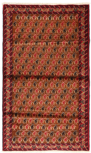 Håndknyttet. Opphav: Persia / Iran 97X160 Orientalsk Beluch Teppe Mørk Rød/Rust (Ull, Persia/Iran)