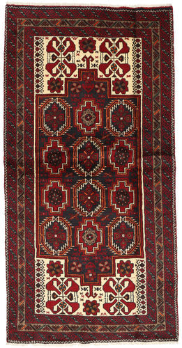 Håndknyttet. Opphav: Persia / Iran Håndknyttet Teppe Beluch 105X205 Mørk Rød/Mørk Brun (Ull, Persia/Iran)