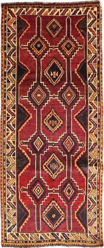 Håndknyttet. Opphav: Persia / Iran Håndknyttet Teppe Ghashghai 127X300 Teppeløpere Mørk Rød/Svart (Ull, Persia/Iran)