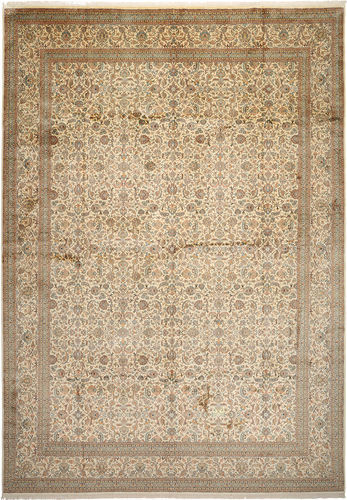 RugVista Kashmir Ren Silke Teppe 306X436 Ekte Orientalsk Håndknyttet Lysbrun/Mørk Beige Stort (Silke, India)