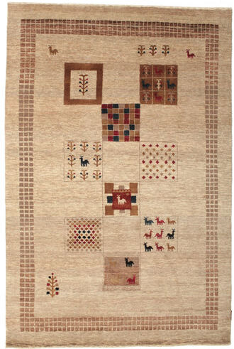 Håndknyttet. Opphav: India Gabbeh Loribaft Teppe 148X222 Lysbrun/Beige (Ull, India)