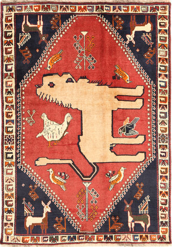 Håndknyttet. Opphav: Persia / Iran Persisk Ghashghai Teppe 125X177 Mørk Lilla/Mørk Rød (Ull, Persia/Iran)