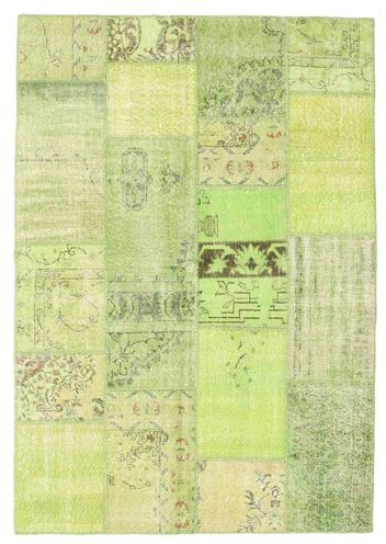 Håndknyttet. Opphav: Turkey Håndknyttet Teppe Patchwork 161X233 Lysgrønn (Ull, Tyrkia)