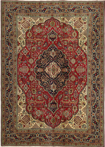 Håndknyttet. Opphav: Persia / Iran Ekte Teppe Tabriz Patina 248X345 Mørk Brun/Mørk Rød (Ull, Persia/Iran)