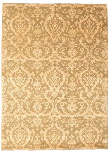 Håndknyttet. Opphav: India Ekte Teppe Damask 176X241 Gul/Mørk Beige ( India)