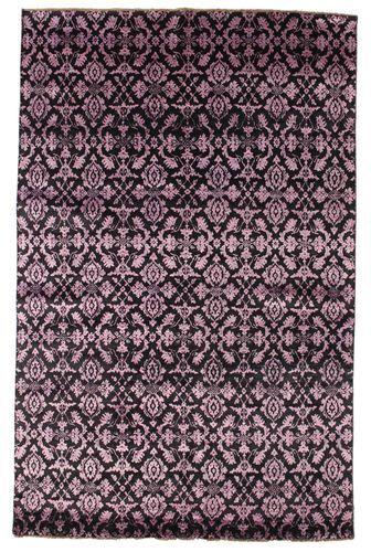 RugVista Ekte Teppe Damask 195X303 Svart/Rosa ( India)