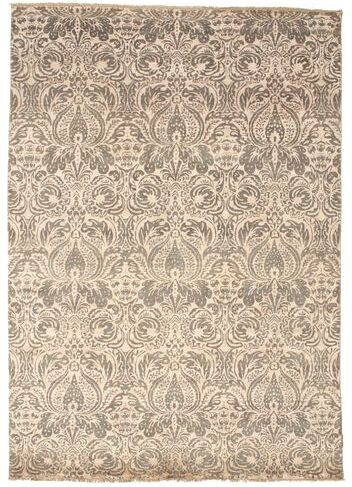 Håndknyttet. Opphav: India Damask Teppe 169X241 Ekte Moderne Håndknyttet Lys Grå/Beige ( India)