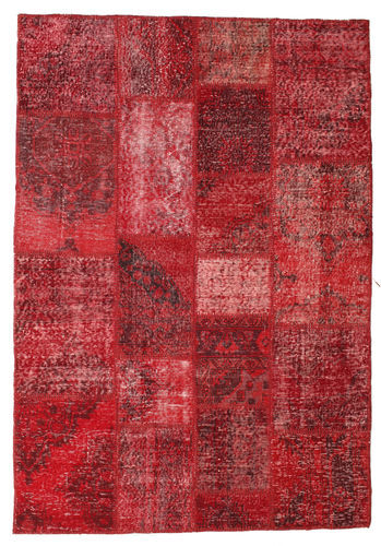 Håndknyttet. Opphav: Turkey Patchwork Teppe 138X201 Ekte Moderne Håndknyttet Mørk Rød/Rød (Ull, Tyrkia)