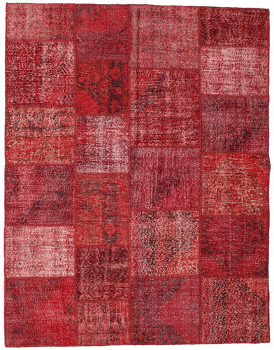 Håndknyttet. Opphav: Turkey Ekte Teppe Patchwork 196X250 Mørk Rød/Rød (Ull, Tyrkia)