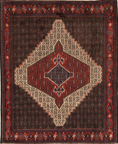 Håndknyttet. Opphav: Persia / Iran Senneh Teppe 120X145 Mørk Brun/Mørk Rød (Ull, Persia/Iran)