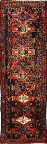 Håndknyttet. Opphav: Persia / Iran Persisk Senneh Teppe 163X514 Teppeløpere Mørk Rød/Mørk Brun (Ull, Persia/Iran)