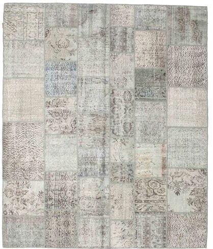 Håndknyttet. Opphav: Turkey Patchwork Teppe 251X300 Ekte Moderne Håndknyttet Lys Grå/Mørk Beige Stort (Ull, Tyrkia)