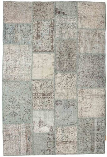 Håndknyttet. Opphav: Turkey Patchwork Teppe 138X203 Lys Grå/Mørk Grå (Ull, Tyrkia)