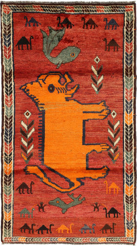 Håndknyttet. Opphav: Persia / Iran Ekte Teppe Ghashghai 110X202 Rust/Orange (Ull, Persia/Iran)