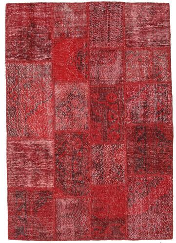 Håndknyttet. Opphav: Turkey Ekte Teppe Patchwork 140X202 Mørk Rød/Rød (Ull, Tyrkia)