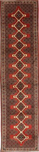 Håndknyttet. Opphav: Persia / Iran 92X400 Orientalsk Senneh Teppe Teppeløpere Mørk Rød/Mørk Brun (Ull, Persia/Iran)