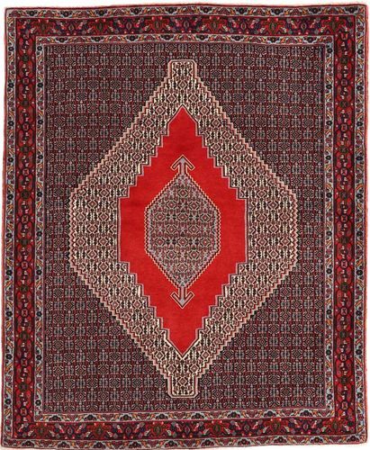 Håndknyttet. Opphav: Persia / Iran Senneh Teppe 127X155 Ekte Orientalsk Håndknyttet Mørk Rød/Mørk Brun (Ull, Persia/Iran)