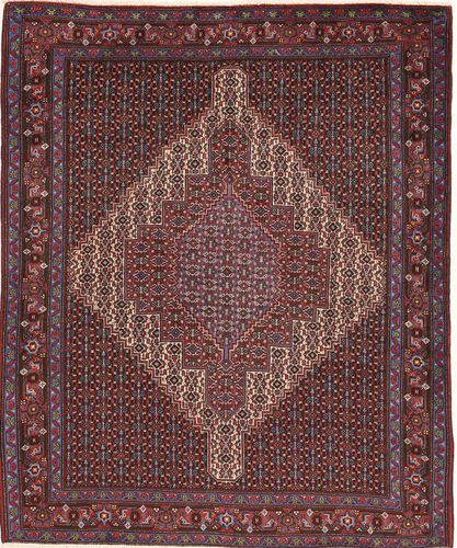 Håndknyttet. Opphav: Persia / Iran Håndknyttet Teppe Senneh 126X155 Mørk Brun/Mørk Rød (Ull, Persia/Iran)