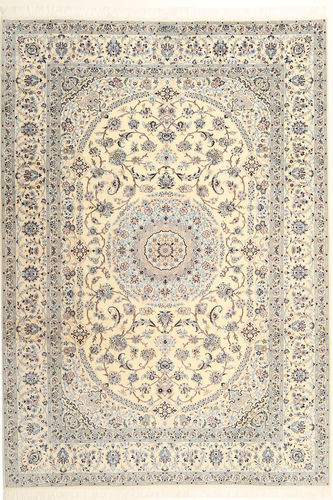 RugVista Nain 6La Habibian Teppe 215X300 Ekte Orientalsk Håndknyttet Lys Grå/Mørk Beige/Beige (Ull/Silke, Persia/Iran)