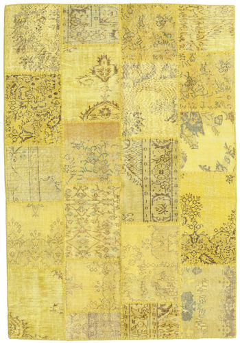 Håndknyttet. Opphav: Turkey Patchwork Teppe 159X230 Gul/Olivengrønn (Ull, Tyrkia)