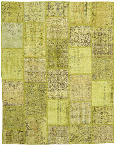 Håndknyttet. Opphav: Turkey Patchwork Teppe 198X254 Olivengrønn/Gul (Ull, Tyrkia)