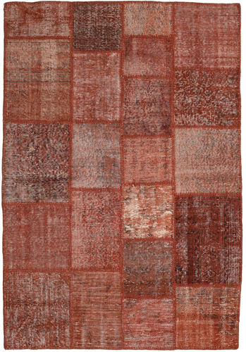 Håndknyttet. Opphav: Turkey Ekte Teppe Patchwork 138X204 Mørk Rød/Mørk Brun (Ull, Tyrkia)