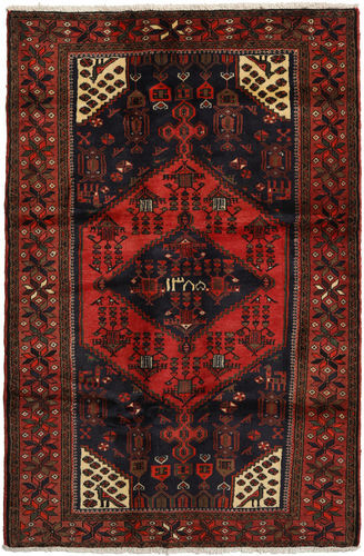 Håndknyttet. Opphav: Persia / Iran 131X200 Orientalsk Hamadan Teppe Mørk Brun/Mørk Rød (Ull, Persia/Iran)