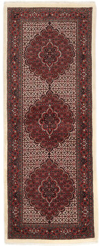 Håndknyttet. Opphav: Persia / Iran Orientalsk Bidjar Med Silke Teppe 75X205 Teppeløpere Mørk Rød/Beige (Ull/Silke, Persia/Iran)