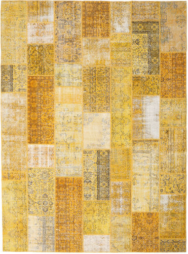 Håndknyttet. Opphav: Turkey 275X374 Patchwork Teppe Ekte Moderne Håndknyttet Gul/Lysbrun Stort (Ull, Tyrkia)