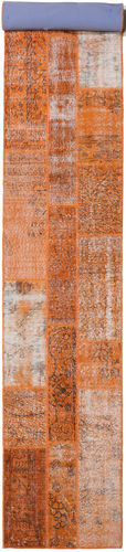 Håndknyttet. Opphav: Turkey Patchwork Teppe 81X610 Teppeløpere Lysbrun/Orange (Ull, Tyrkia)