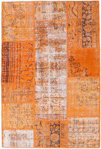 Håndknyttet. Opphav: Turkey Håndknyttet Teppe Patchwork 121X182 Orange/Lysbrun (Ull, Tyrkia)