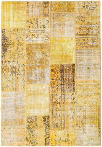 Håndknyttet. Opphav: Turkey Patchwork Teppe 161X235 Gul/Lysbrun (Ull, Tyrkia)