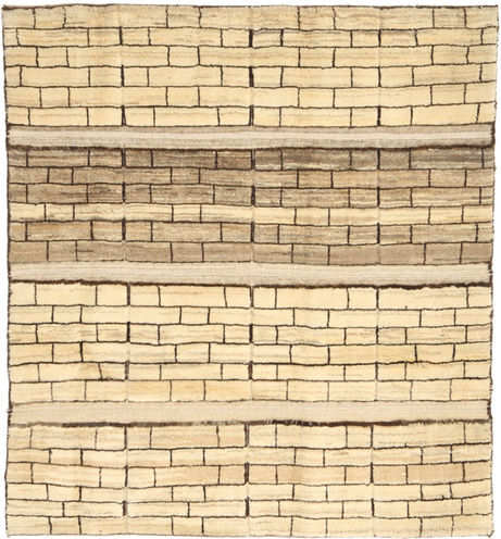 Håndknyttet. Opphav: Persia / Iran Persisk Gabbeh Persia Teppe 121X136 Beige/Mørk Beige (Ull, Persia/Iran)