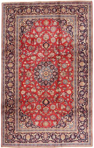 Håndknyttet. Opphav: Persia / Iran 195X312 Keshan Teppe Ekte Orientalsk Håndknyttet Mørk Rød/Rust (Ull, Persia/Iran)
